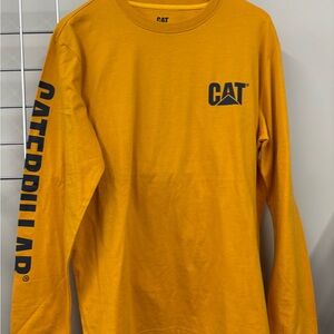 Caterpillar Long Sleeve Crewneck Tee in Mustard